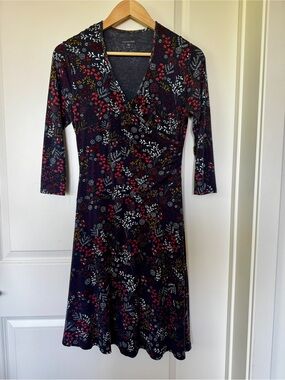 Garnet Hill Dark Floral Wrap Dress | Cottagecore Folk | Size S